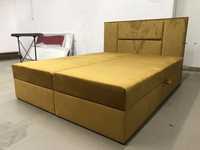 Łóżko kontynentalne tapicerowane materac sprężynowy pojemnik na poście