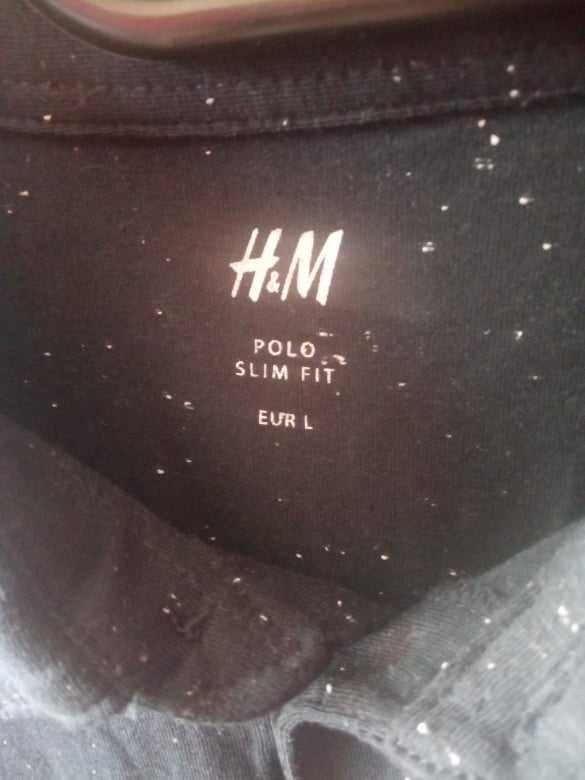 Nowa czarna koszulka polo H&M slim fit rozm. L