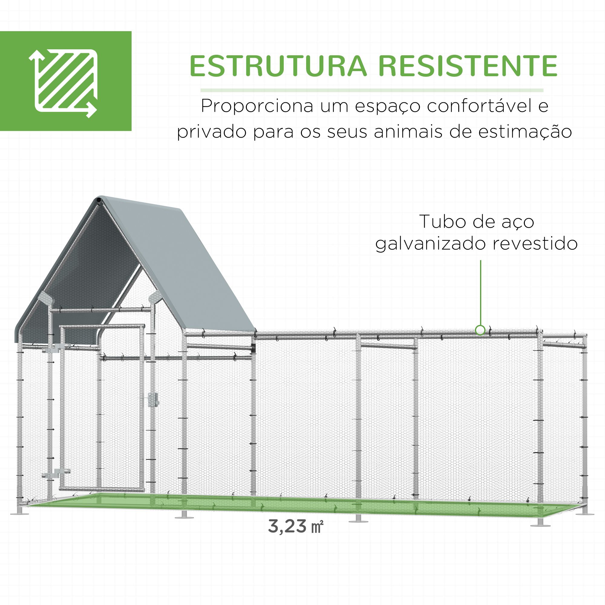 Galinheiro de Exterior Grande 302x107x172cm