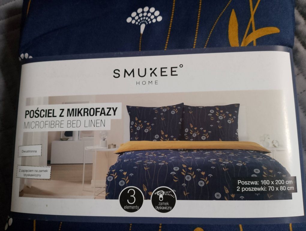 Nowy komplet pościeli z mikrofazy smuke home 160 x 200 cm 2 x 70x80 cm