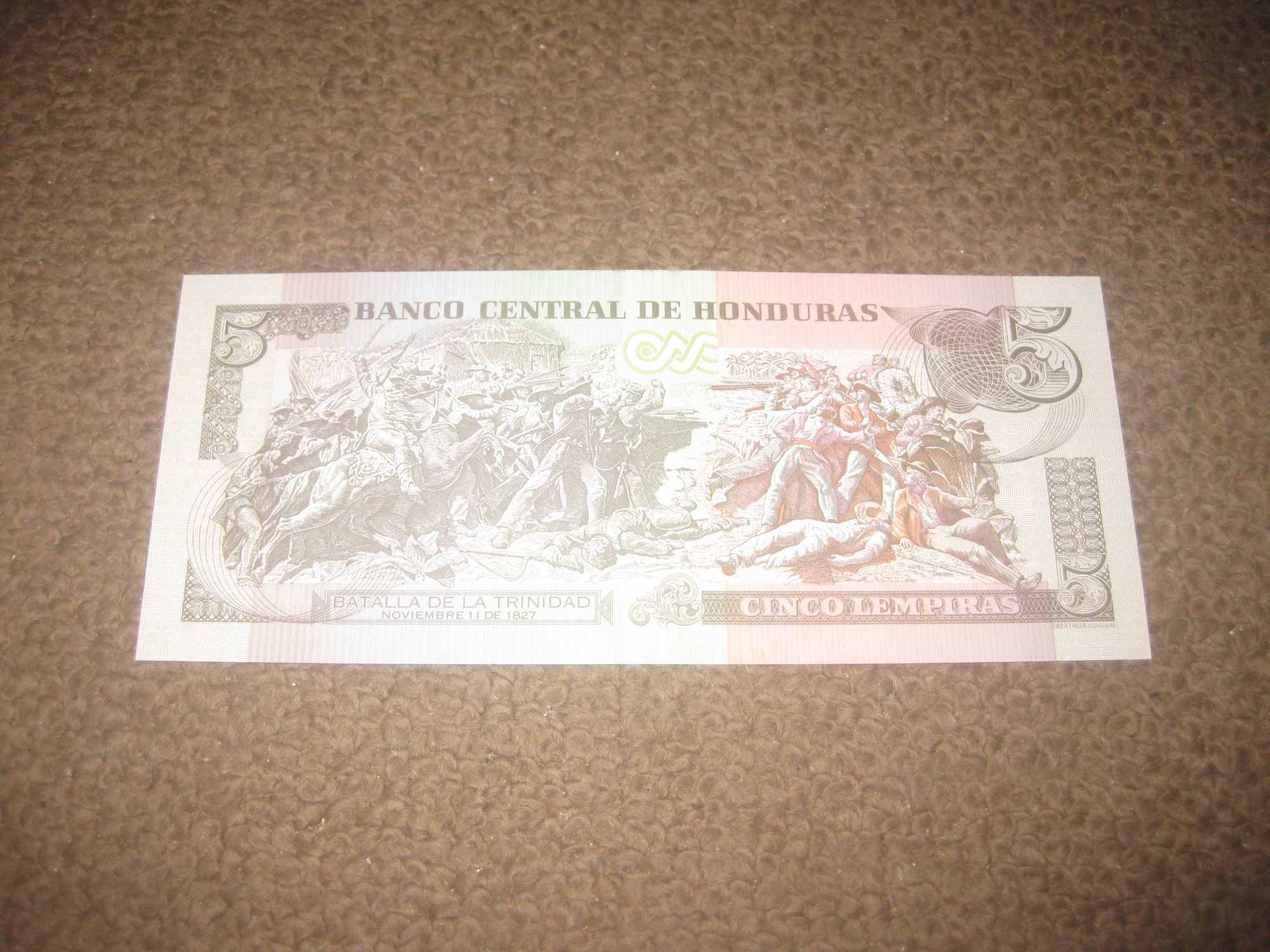 Nota das Honduras "5 Lempiras" UNC