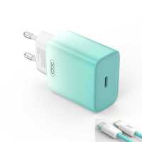 Ładowarka sieciowa PD XO CE18 30 Wat + kabel iPhone niebieska + gratis