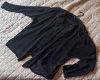 Czarna szyfonową bluzka z długim rękawem L 40
