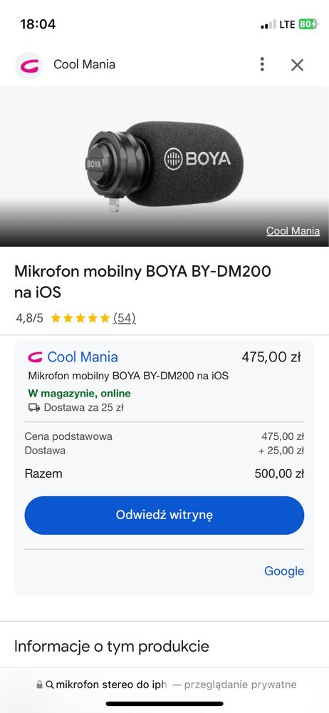 Boya  mikrofon do iphone