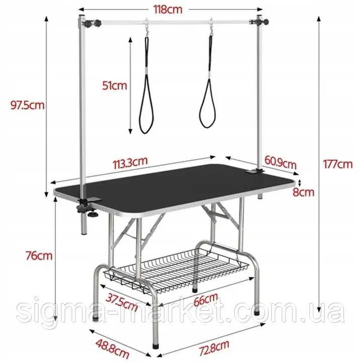 Стол для груминга для собак и кошек 113х60х76см