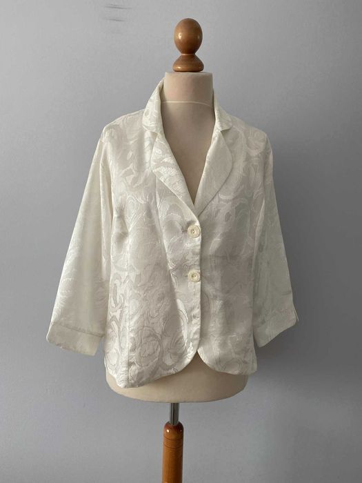 Żakiet kremowy marynarka bolerko wdzianko narzutka duży XXL