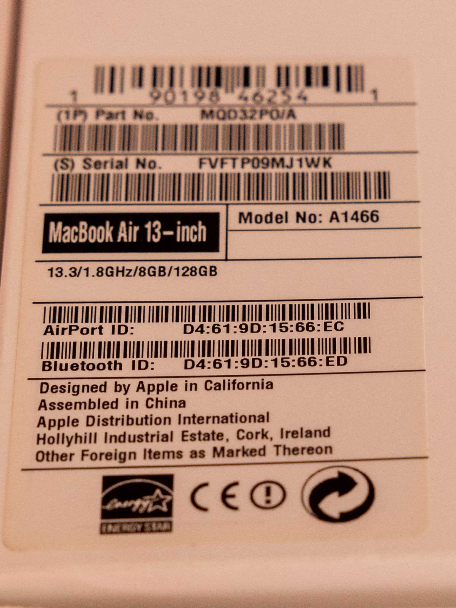 MacBook Air (13 polegadas, 2017) Modelo A1466