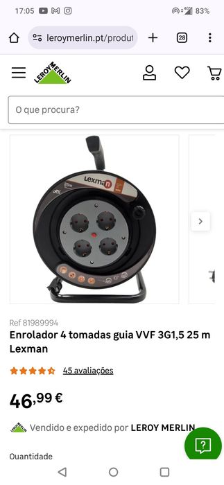 Extensões Enroladores 25m de 4 tomadas Lexman