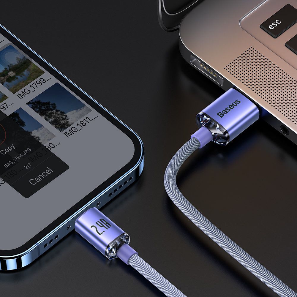 Kabel USB Lightning 2m 2.4A do szybkiego ładowania i transferu
