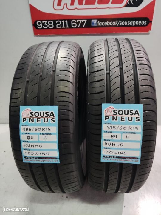 2 pneus semi novos 185-60r15 kumho - oferta dos portes 80 EUROS