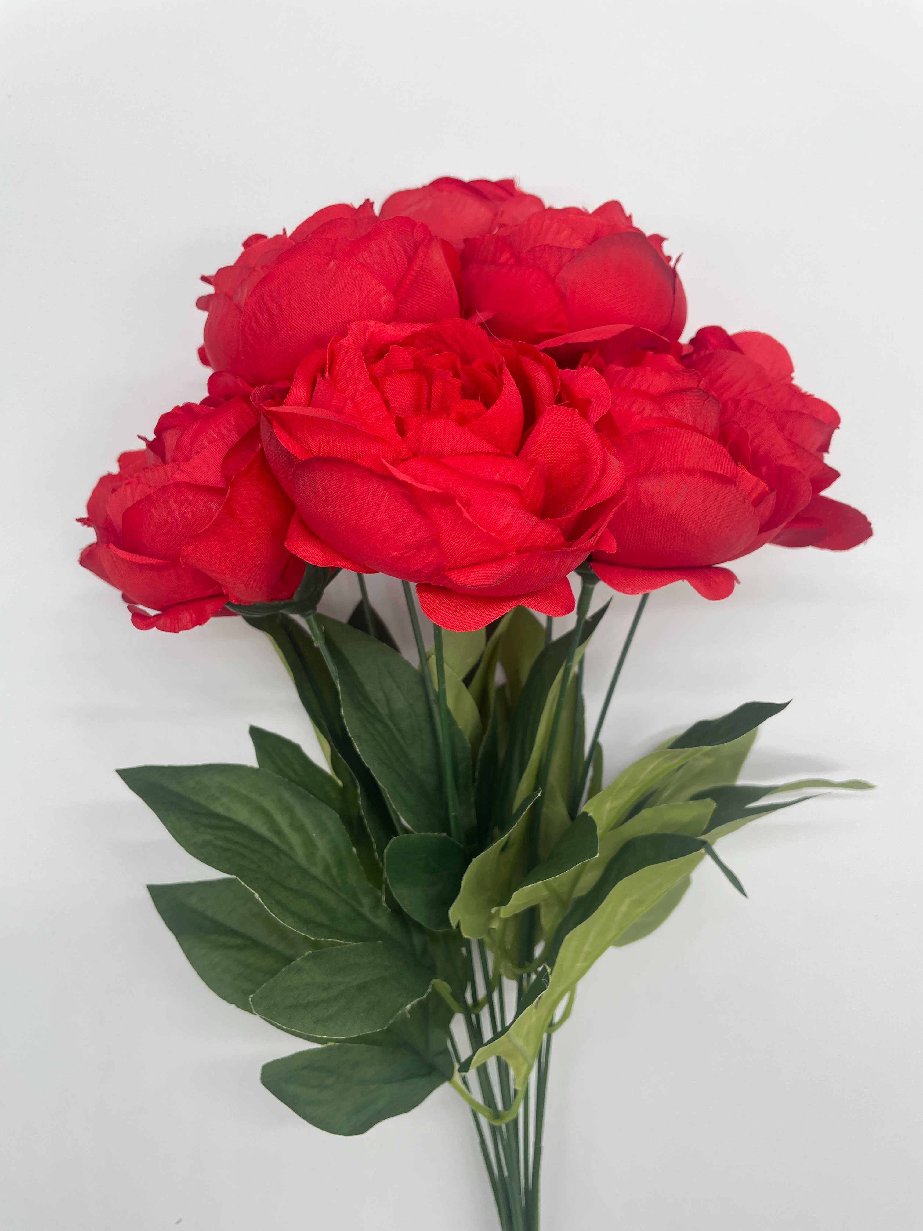 Bukiet Kwiatów Peonia Piwonia Duży Do Wazonu Czerwona 50CM