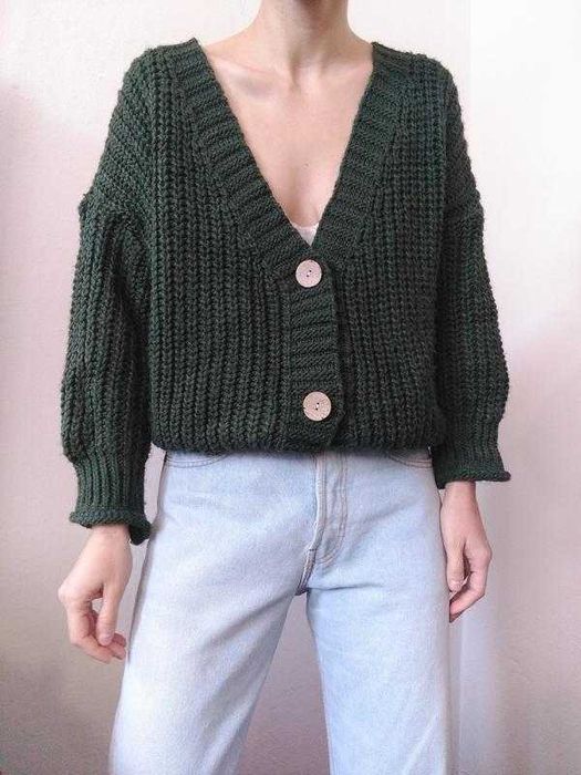 Зелений кардиган светр зелений джемпер пуловер кофта з гудзиками