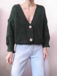 Зелений кардиган светр зелений джемпер пуловер кофта з гудзиками