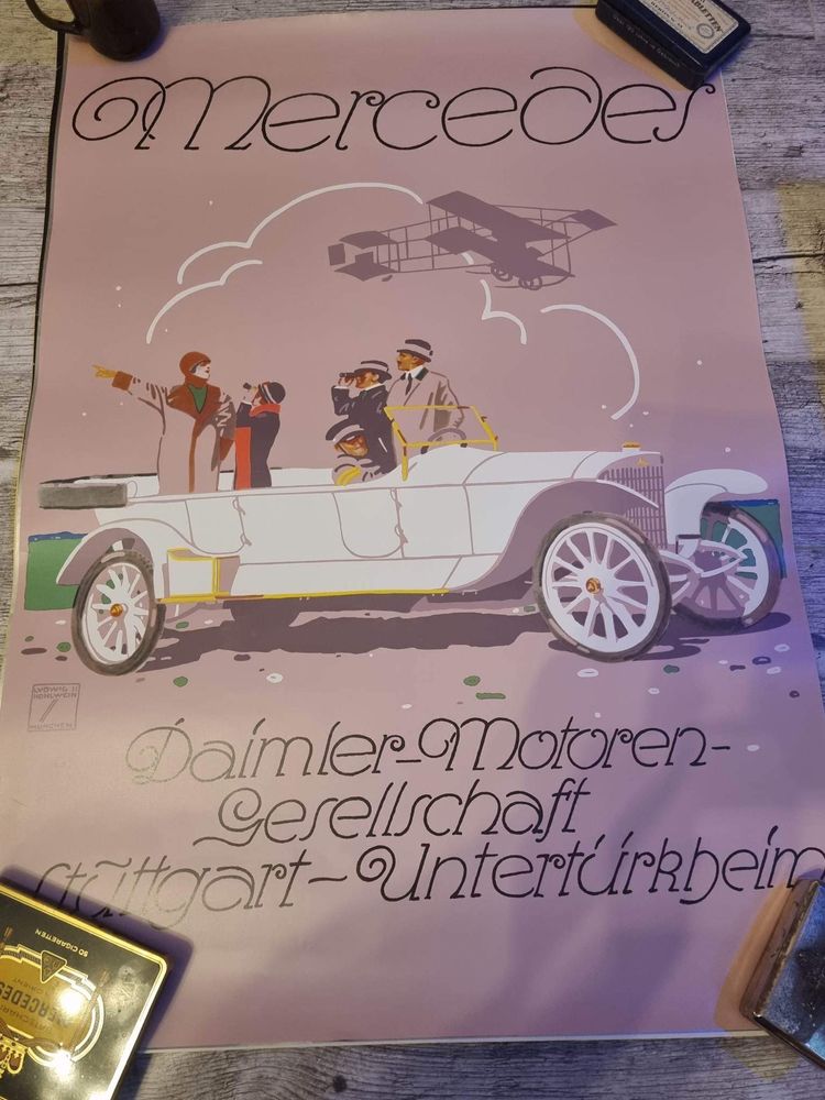 Piękny plakat Mercedes Benz vintage