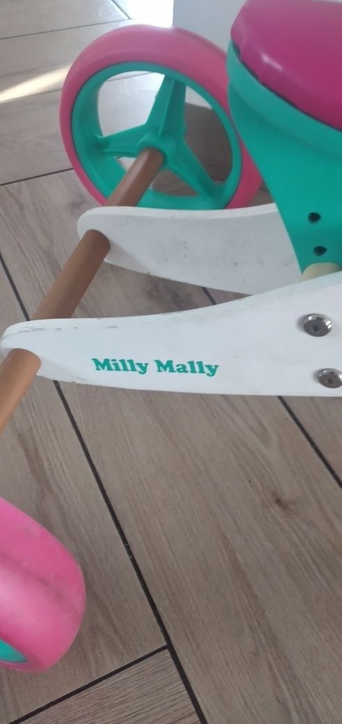 Rowerek biegowy Milly Mally 2w1 różowo-miętowy