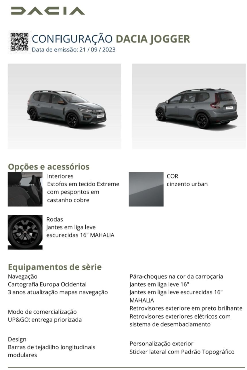 Dacia JOGGER Extreme+ ECO-G 100 (GPL) 7 lugares
JOGGER Extreme ECO-G 1