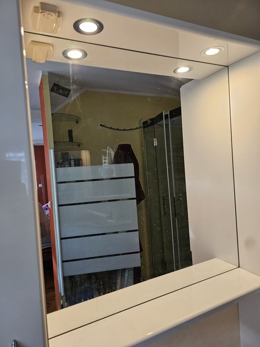 Zestaw mebli łazienkowych 140cm Komplet Szafka Umywalka Lustro Słupek