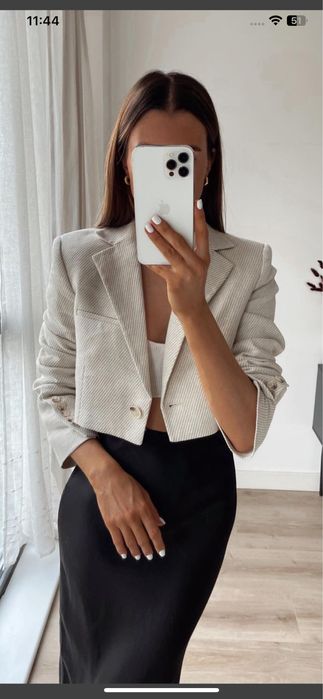 Zara 34/36 marynarka żakiet narzutka bezowa kremowa