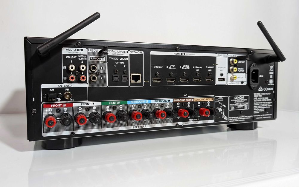 7.2 Ресивер Denon AVR-X1100W,має 120 Вт/канал/ Wi-Fi/Bluetooth/HDMI/4K