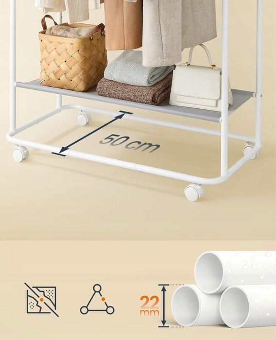 Wieszak stojący stal nierdzewna Songmics biały