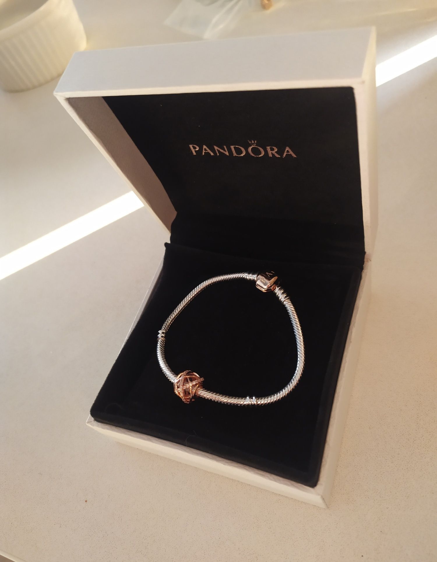 Bransoletka NOWA Pandora Moments + charms baletki pointy, komplet