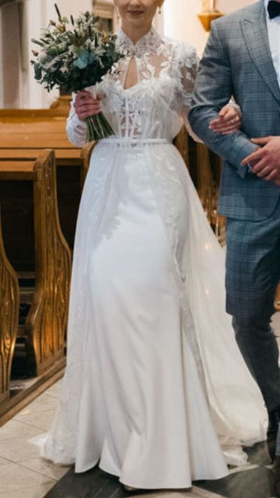 Suknia ślubna + płaszcz / 3w1/ podpinany tren/ gorset