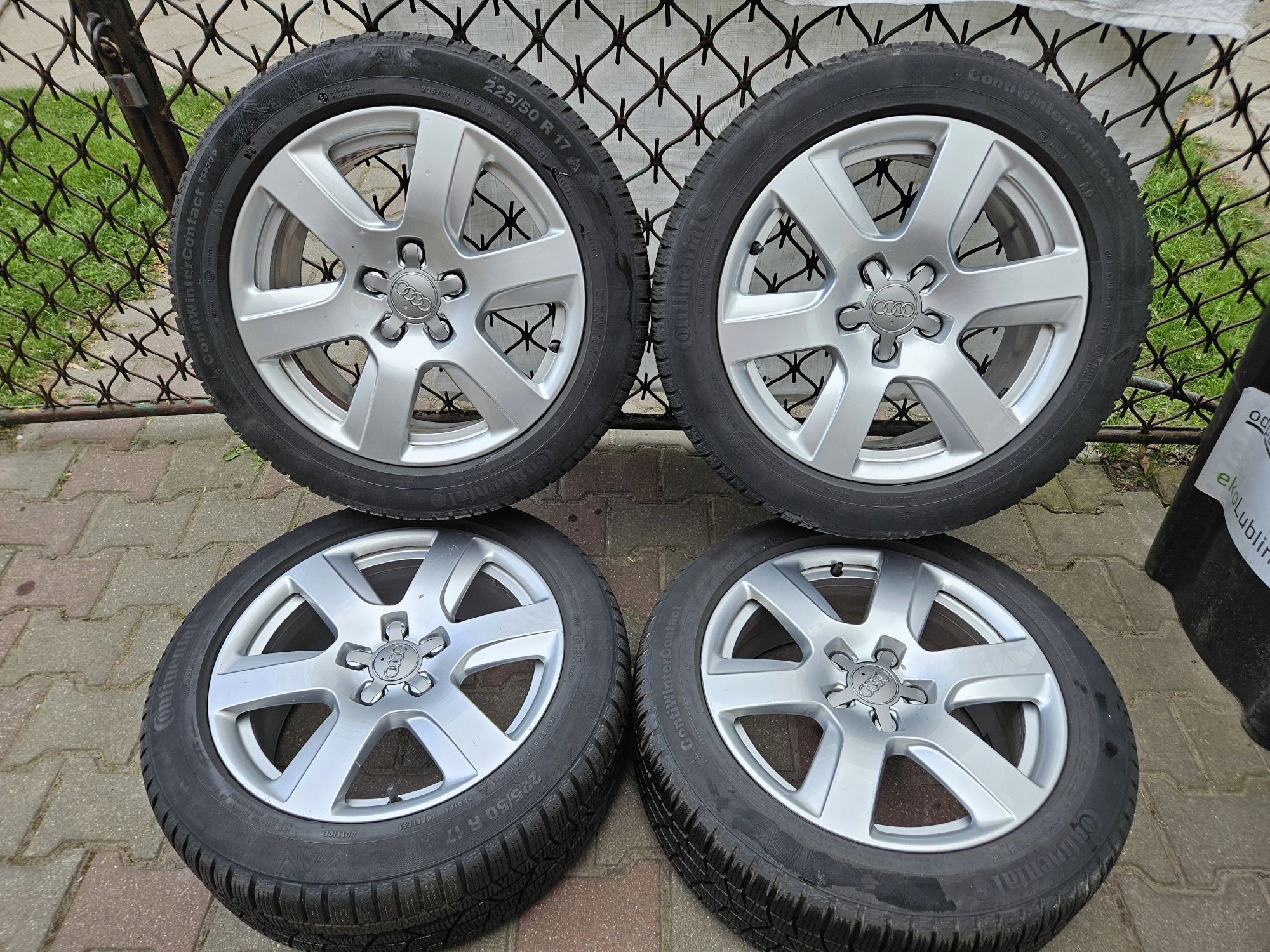 4 Alufelgi Audi OE 17 5x112, Continental zima 6mm