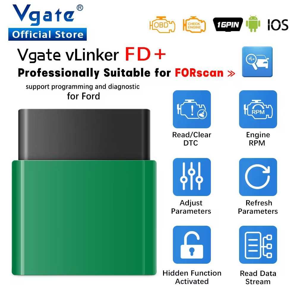 Tester błędów interfejs VLINKER FD+ BT 4.0