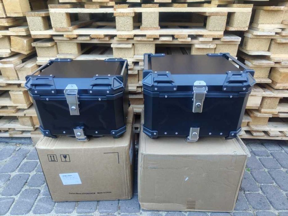 ALUMINIOWY kufer motocyklowy centralny CZARNY 45L / 55L / 65L+ PŁYTA