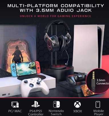 Auscultadores FIFINE H3 RGB com microfone 3,5mm para PC, PS4, PS5