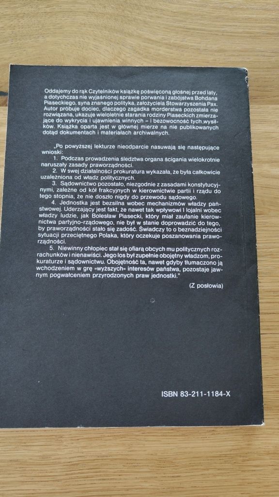 Peter Raina Sprawa zabójstwa Bohdana Piaseckiego