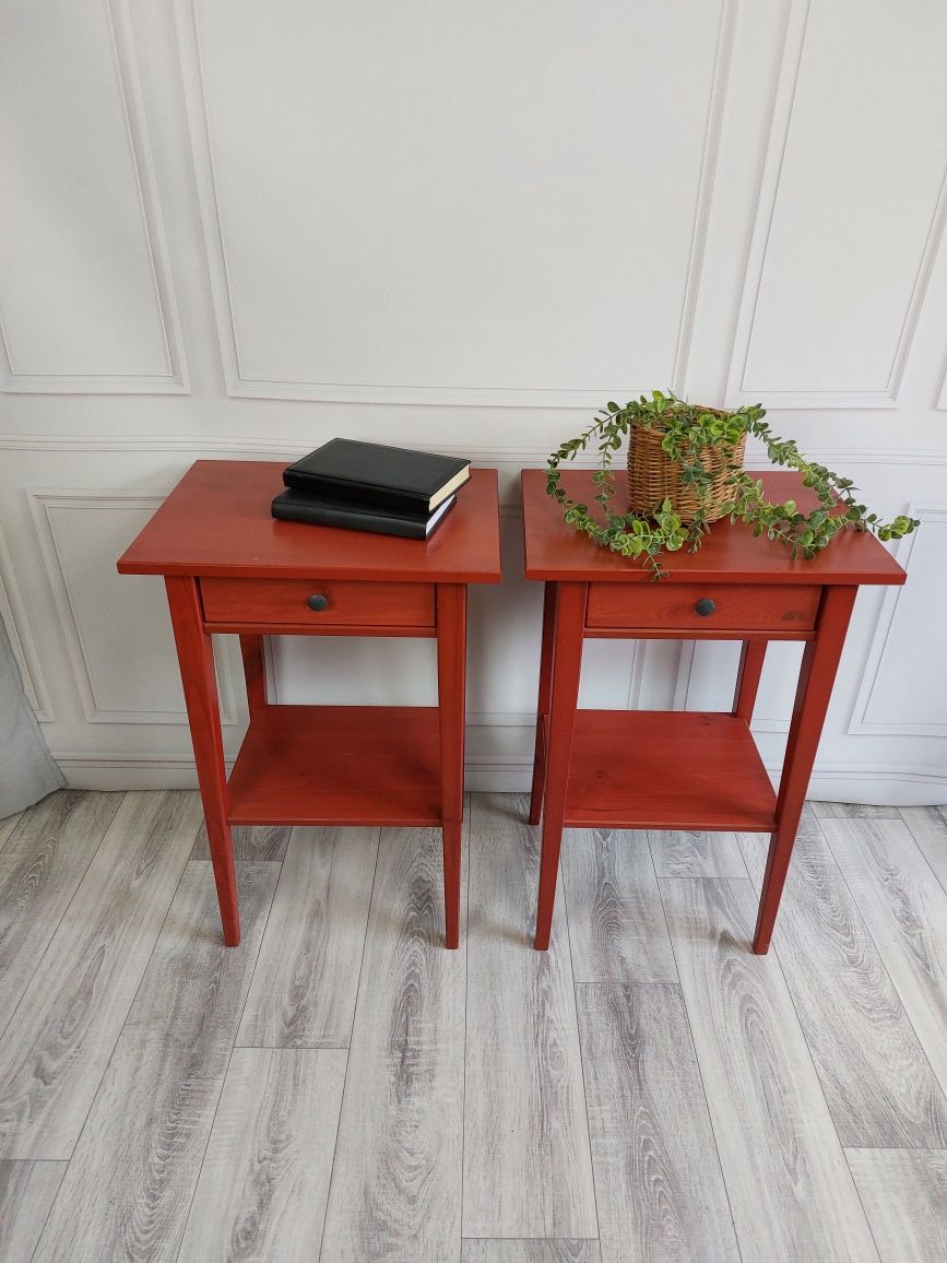 Drewniane szafki nocne Ikea Hemnes czerwone