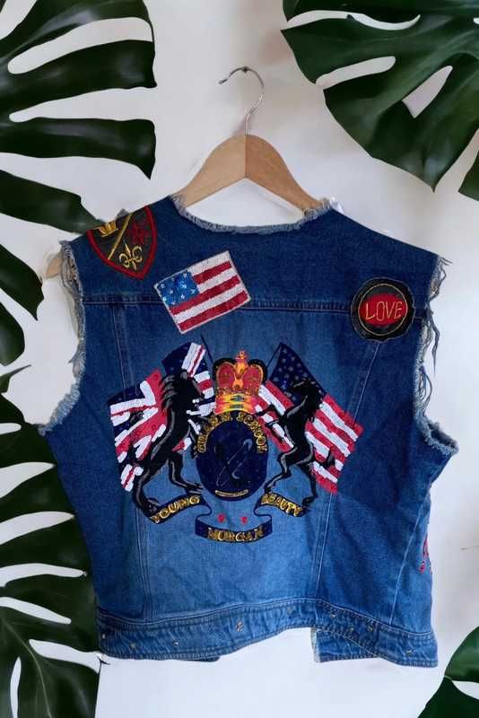 Morgan de toi vintage kamizelka jeansowa handmade custom r L