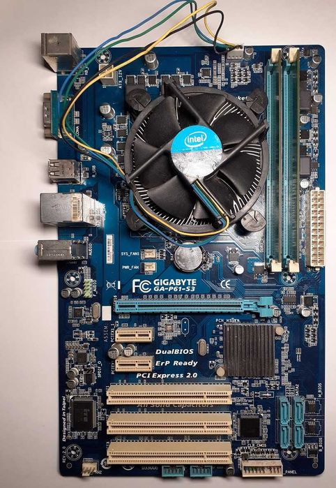 Комплект Gigabyte GA-P61-S3+проц+охолодження+пам'ять