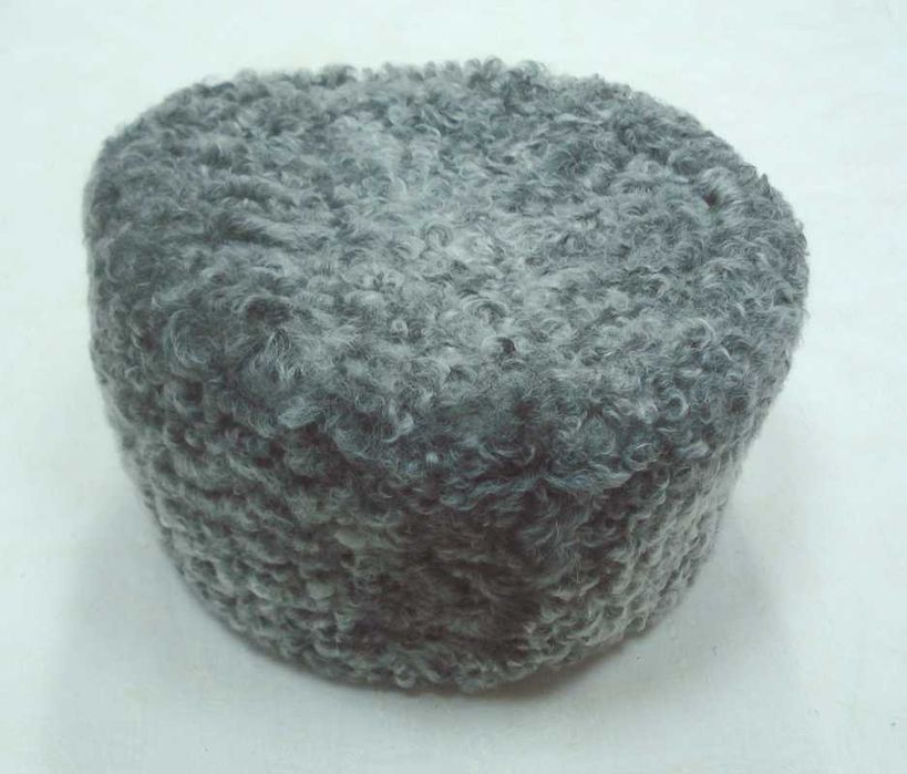 Папаха женская из натурального серого каракуля-смушки винтаж новая 58