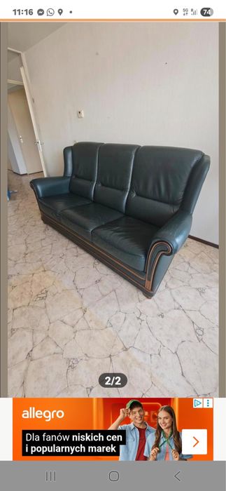 Sofka dwuosobowa plus fotel/ skóra