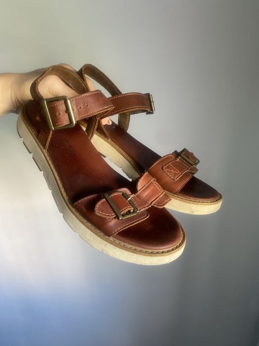 Timberland skórzane sandały płaskie wygodne skóra naturalna karnelowe