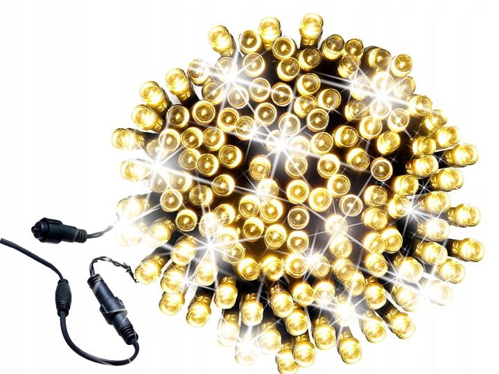 Lampki Choinkowe 200 Led Ciepło Białe + Flash
