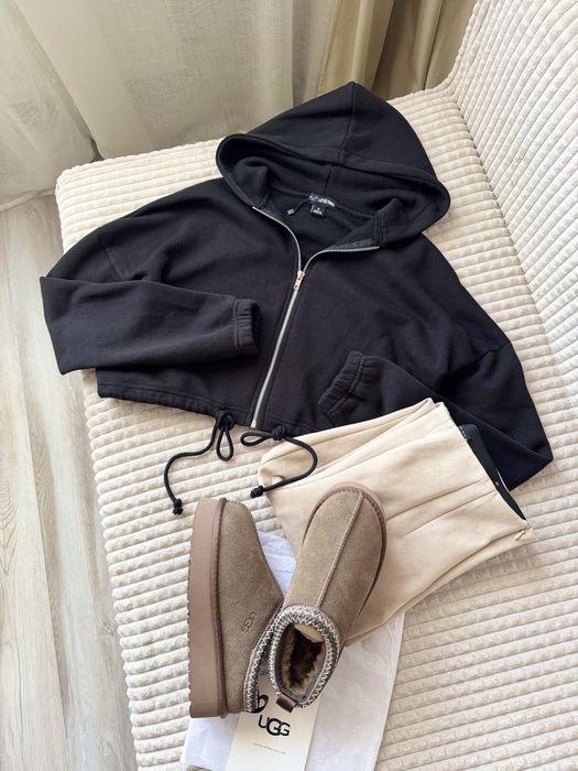 Худі зіпка з завʼязками у стилі Zara чорний утеплений S/36 mex.26