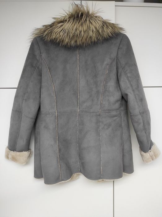 Stylowa Kurtka Kożuch IKKS szara z Futerkiem