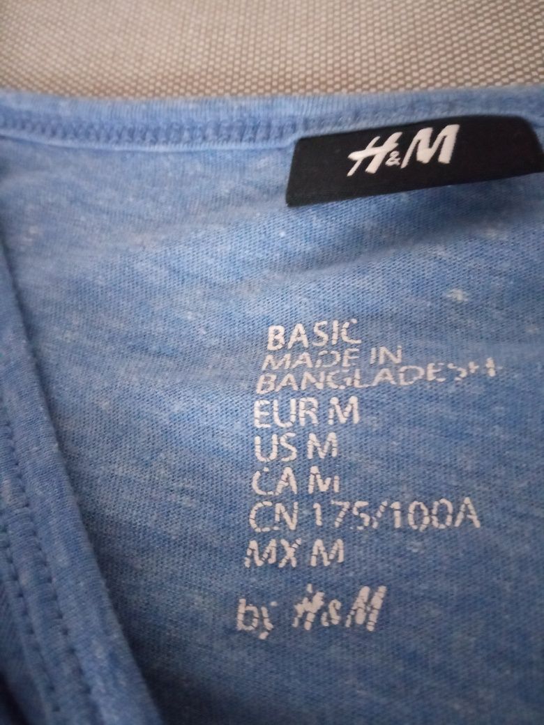 Męska błękitna koszulka  z wyciętymi rękawami h& m