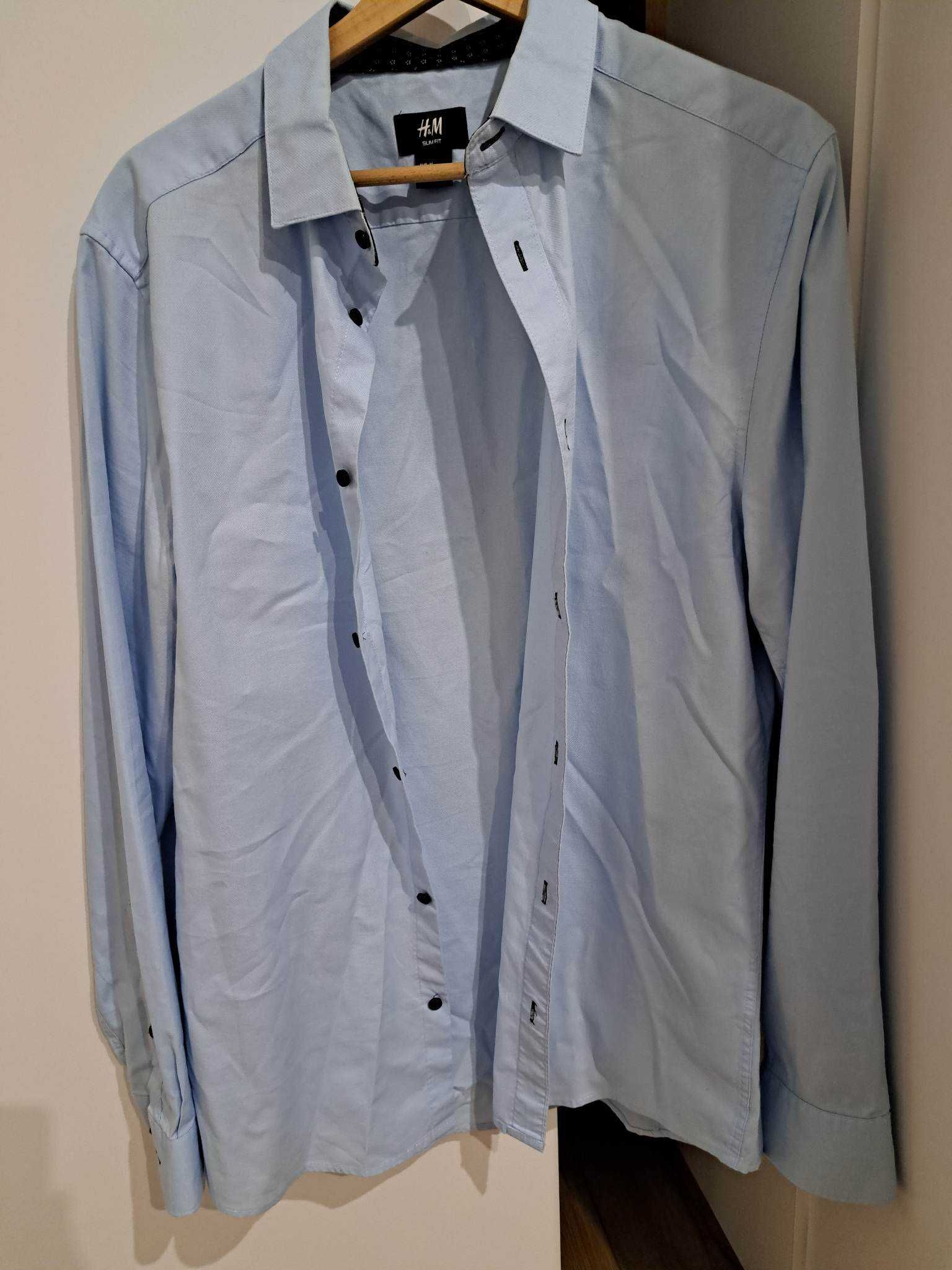 Zalożona jeden raz, błękitna koszula męska H&M