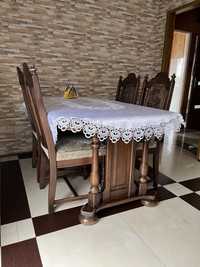 Stół dębowy z 4 krzesłami