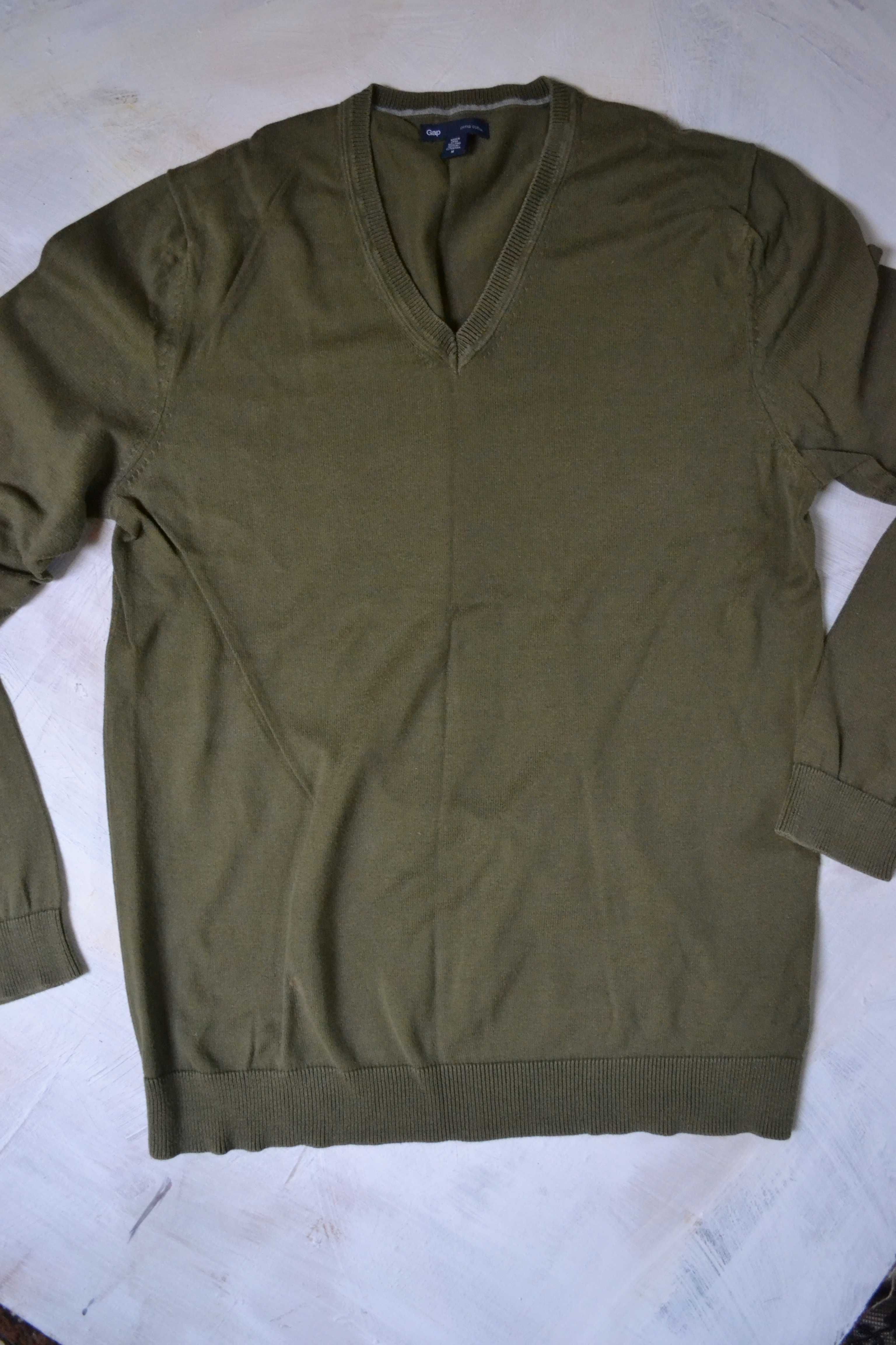 bluzka GAP sweter M męski jesień zima khaki serek