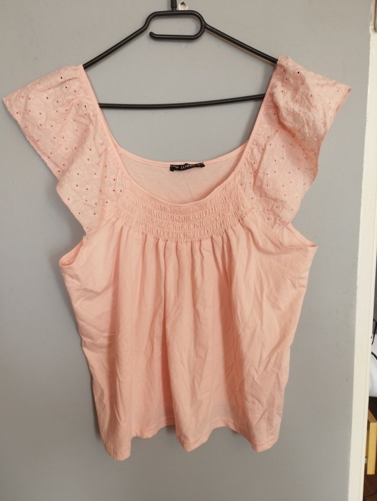 Morelowa bluzka ażur Dunnes 44 46 bawełna