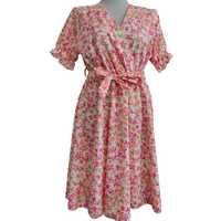 Sukienka letnia krótka zwiewna kolorowa z gumką wiązana, włoska jakość