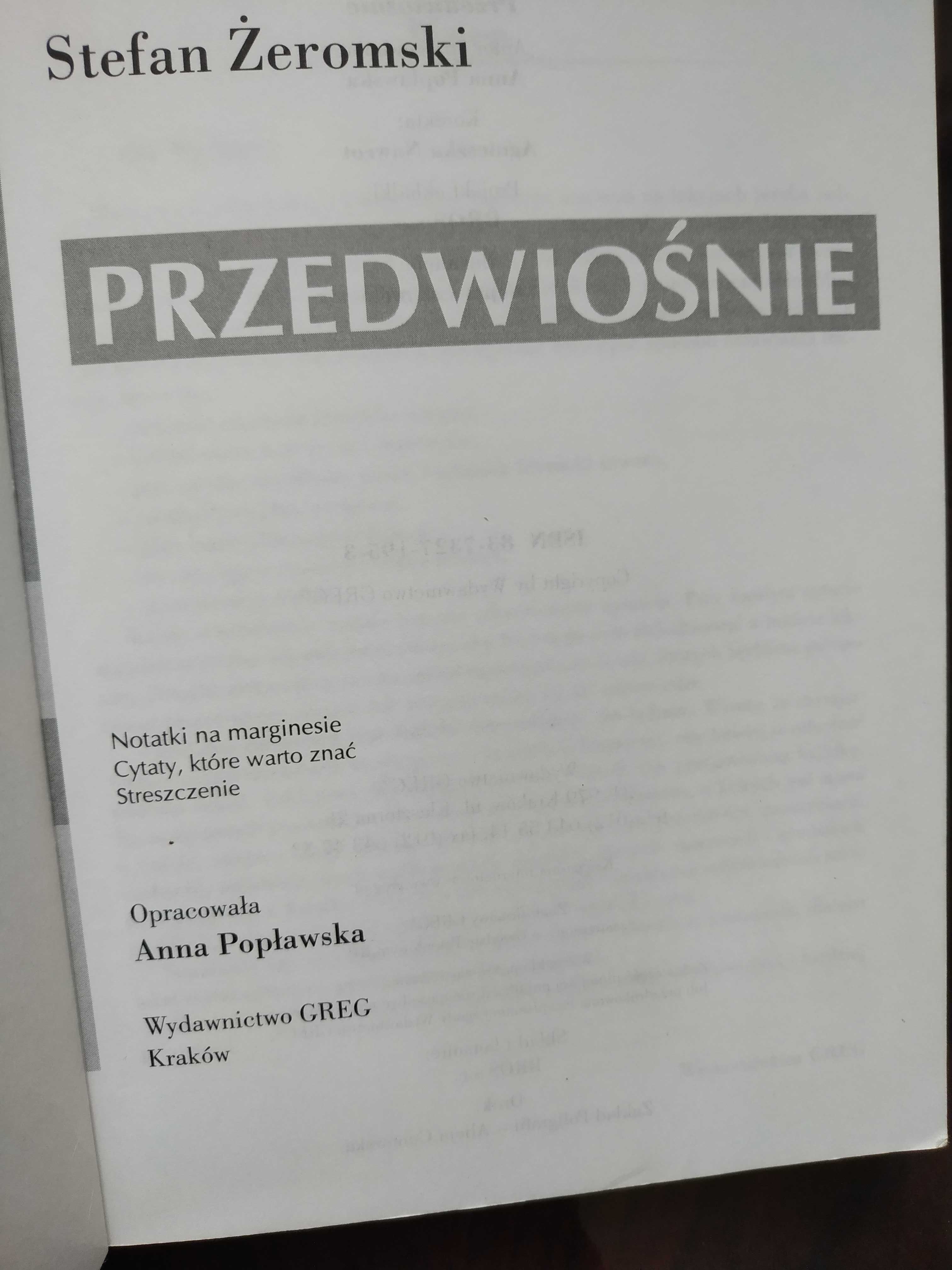 Przedwiośnie - Stefan Żeromski. Lektura z opracowaniem wyd. GREG