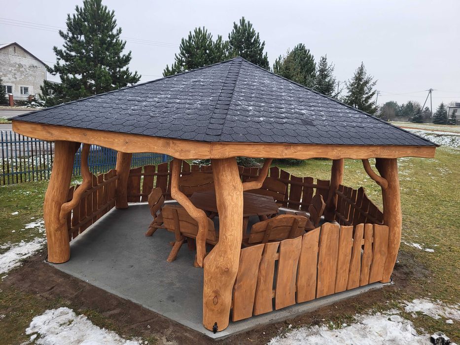 Altana z bali 5m średnica Altanka zadaszenie meble ogrodowe PROMOCJA!