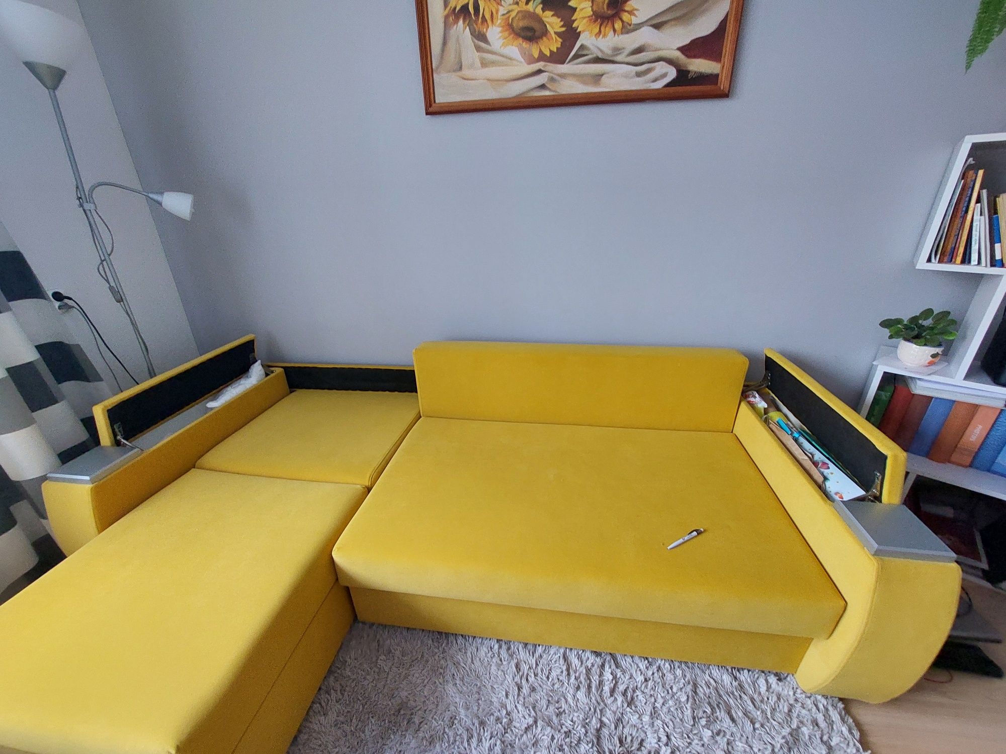 Narożnik z funkcją spania rozkładana sofa kanapa z pojemnikiem