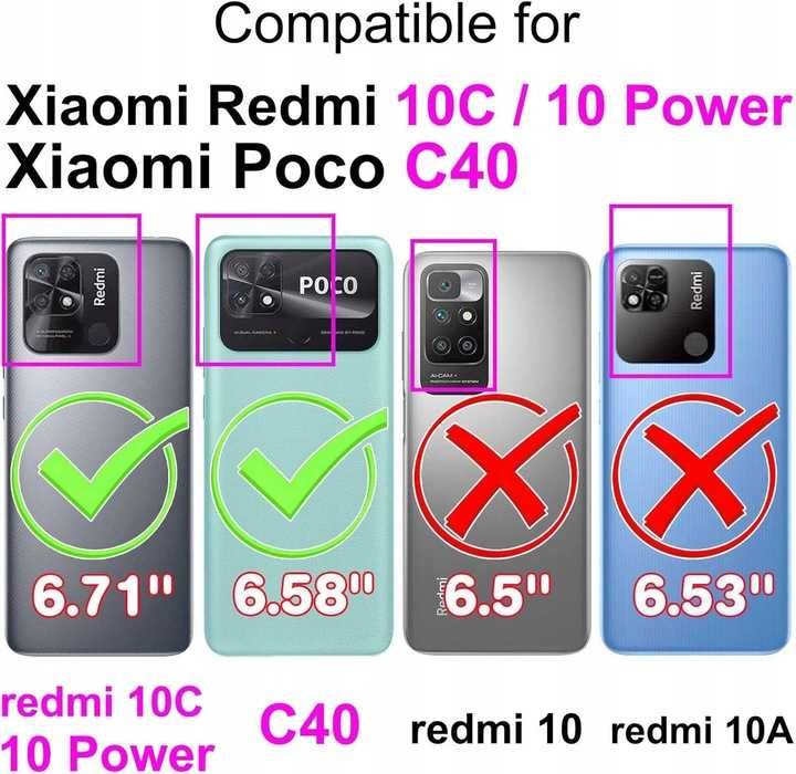 Etui do Xiaomi Redmi 10C / 10 Power / C40 z klapką ze skóry PU, wilk